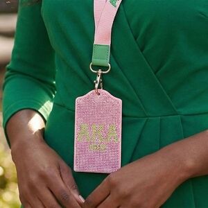 AKA Pink Sparkle Sorority Pride ID Badge Holder